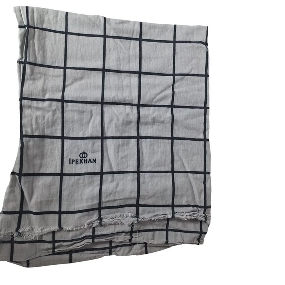 IPEKHAN 100% Cotton Turkish Shawl Wrap Fashion Scarf Gray Black Checkered - Picture 6 of 6